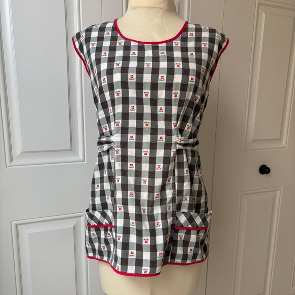 Vintage 70s handmade check cobblers smock full apron - Picture 1 of 11